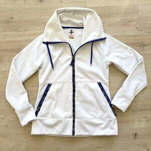 Burton DryRide Full Zip Jacket M White Blue Snowboard Ski Softshell Outdoor